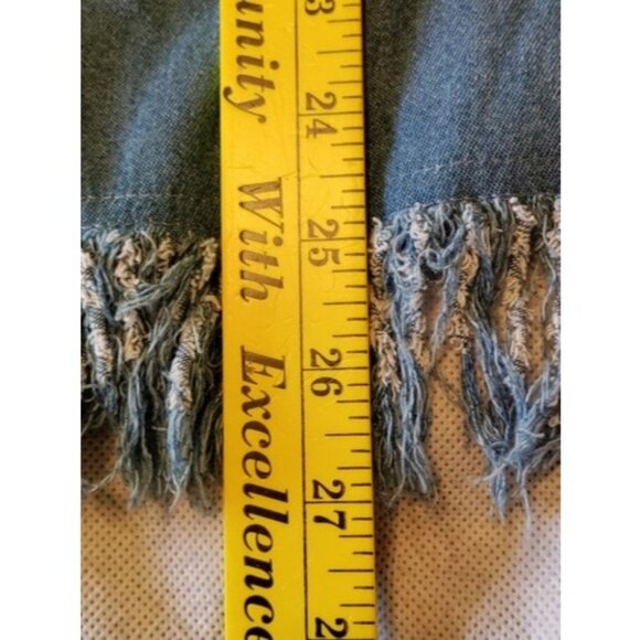 Vintage American Flag Denim Shirt Size Medium Fringe Trim Patriotic - Picture 11 of 12